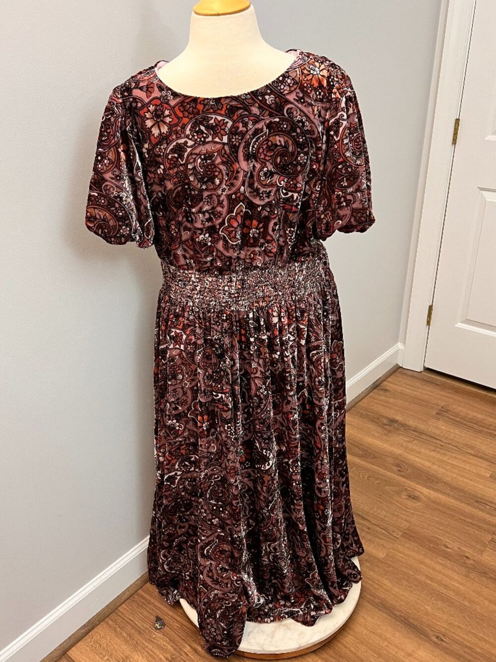 NWOT Anthropologie Katerina Mauve Button Front Velvet Floral Maxi Dress  22W - Picture 15 of 16